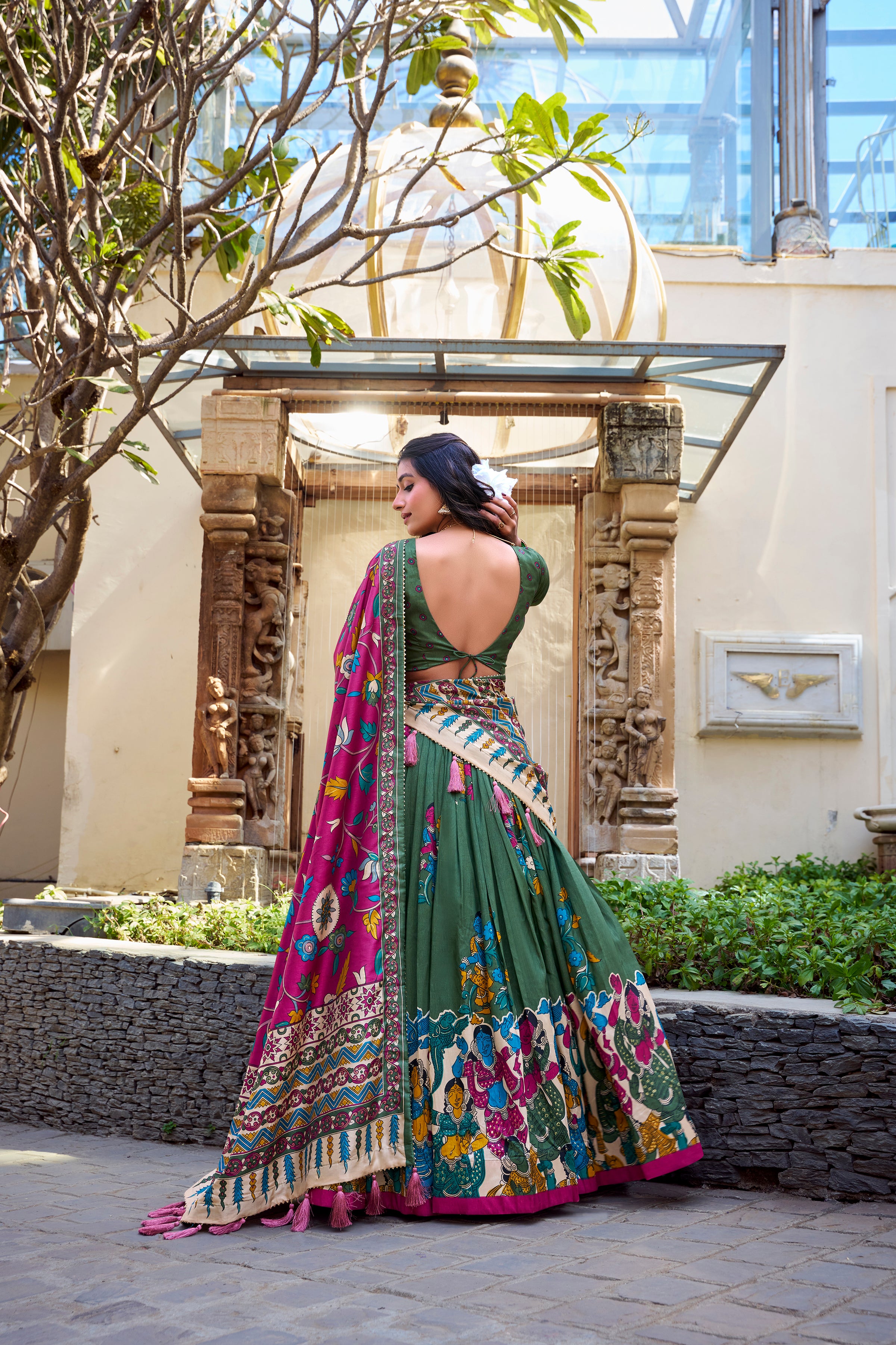 Exclusive Tussar Silk Lehenga Choli Set β Floral & Patola Print Design β¨π